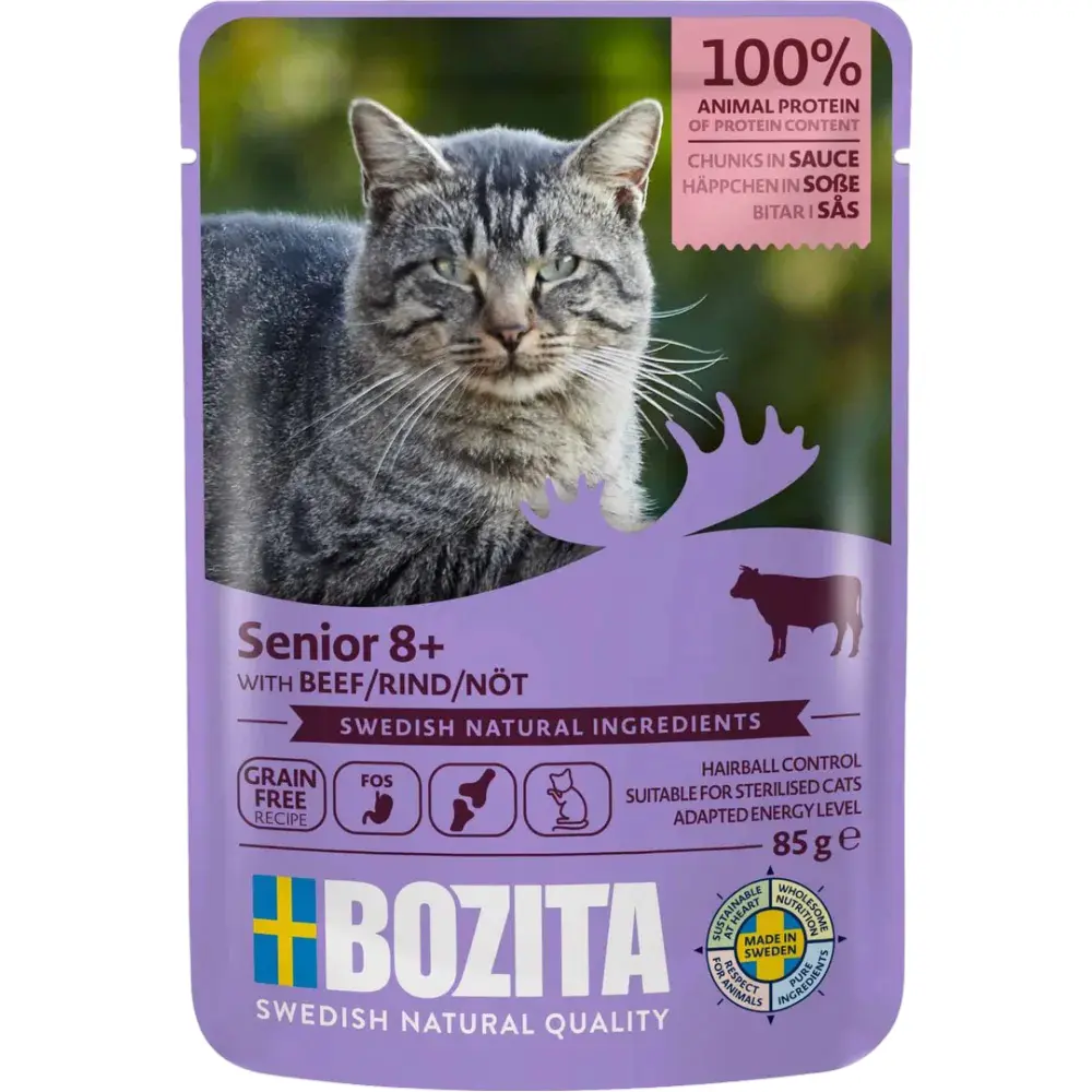 Bozita Kattefoder pose 85g senior 8+ oksekød sovs